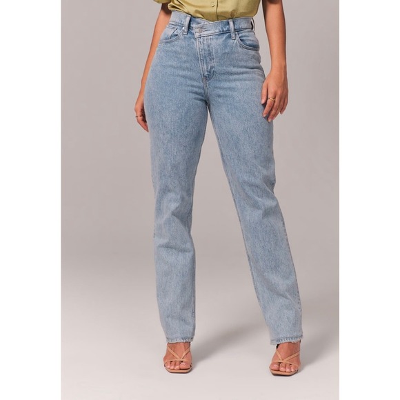 Abercrombie Fitch Womens NWT 90s Ultra High Rise Wide Leg Jean Criss Cross Waist - Picture 2 of 15